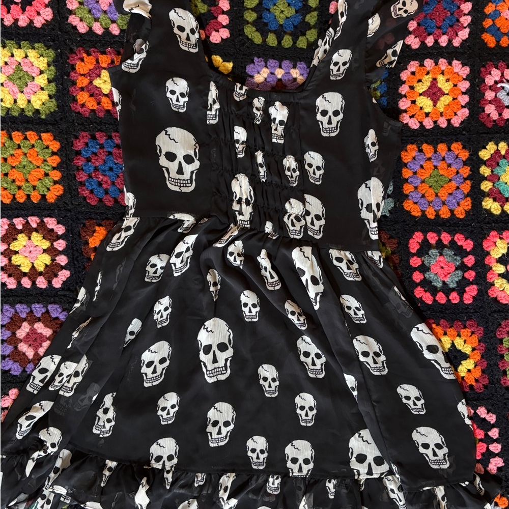 Tripp NYC Black Dress with White Skull Print - Picture 2 of 5